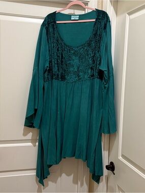 HolyClothing Velvet Bodice Maxi Dress Limited Teal Peacock